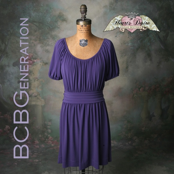 BCBGeneration Soft Gathered Dress Puff Sleeves Sm. - Picture 1 of 7
